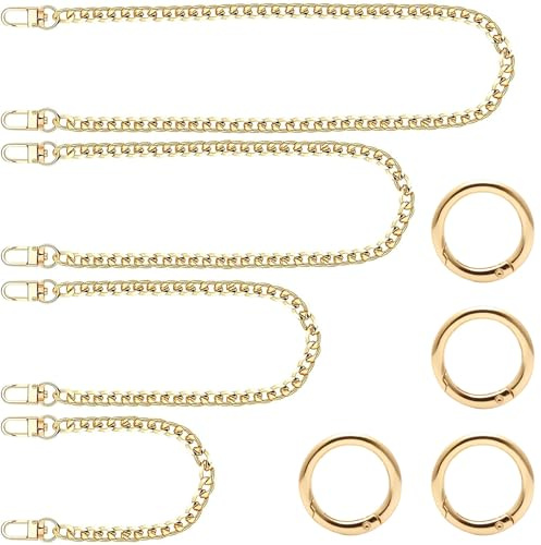 YOYEAH Väskkedja guld 4 st kedja för väska och rem med O-ringar metall axelrem 40/60/100/120 cm väskkedja för handväskor och gör-det-själv, ersättningskedja axelväska (guld)