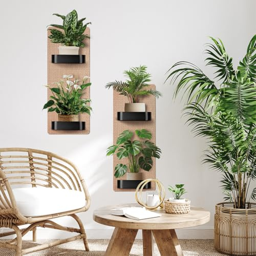 NOPVUFA 2 Piezas 3D Pegatinas de Pared Jarrón Adhesivo Vinilo Pared Decorativo, Salón Plantas Verdes Calcomanías Murales Decoración para Habitación Oficina Sala de Estar, 30x60cm