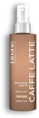 Lirene Perfect Tan Self-Tanning Body Oil Caffe Latte, 200ml Spray, Dry Touch Formula, Golden Tan Lasts up to 6 Days, Vegan