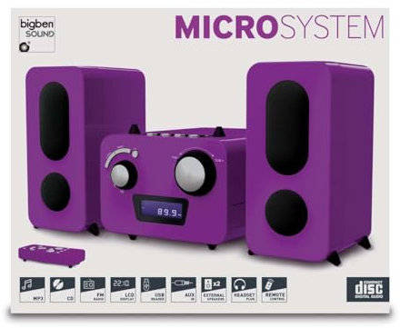 Microchaîne Violette Lecteur CD - Radio PLL FM Stéréo - 2 Hauts parleurs