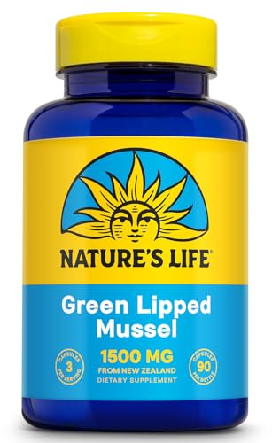 Nature's Life Green Lipped Mussel 1500 mg - New Zealand Green Lipped Mussel Supplement with Naturally Occurring Omega 3 Fatty Acids - 60-Day Guarantee, Lab Verified - 30 Servings, 90 Capsules