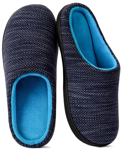 RockDove Women's Birdseye Knit Memory Foam Slipper, Size 5/6 UK Women, Denim and Sky Blue