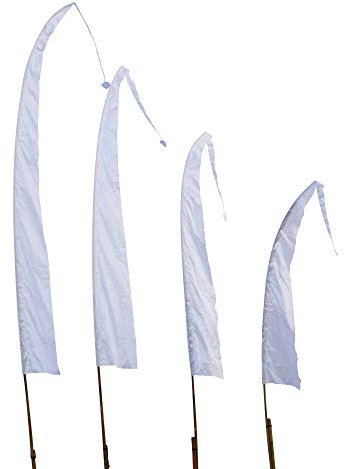 DEKOVALENZ - Balifahne SANUR, 4 Meter weiß, Stoff ohne Stange, Umbul-Umbul Tempelfahnen