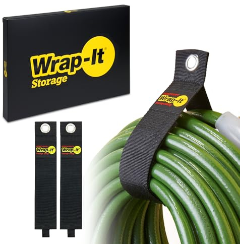 Heavy-Duty Wrap-It Storage Straps, 28-inch (2 Pack) - Hook and Loop Garden Hose Hanger, Pool Cord Storage Organizer for Cords, Tow Rope, Building Materials, RV and Garage Organization