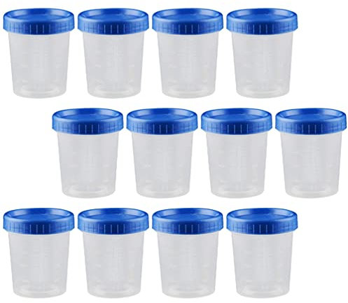 iplusmile 25pcs Blue Lid Measuring Cup Liquid Sample Container Cup Sample Test Cup Stool Container Bottle Pp Jar 4oz Medical
