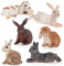 6 Stück Hasen Figuren Klein, Waldtiere Figuren Osterhase Kaninchen Dekofigur Miniatur Figur für Osterdeko/Garten/Party Deko/Puppenhaus, Pädagogisches Lernspielzeug Für Kinder