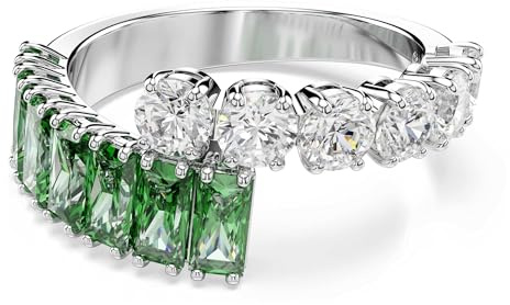 Swarovski Matrix Colección anillo, tallas mixtas, verde, chapado en rodio