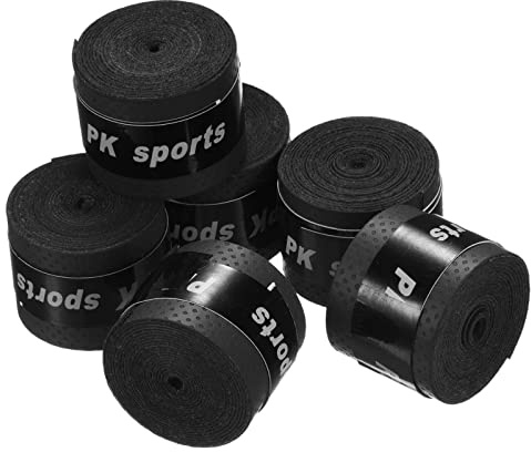 PATIKIL 43.3 Nastro Impugnatura Racchetta Tennis 6 Pezzi Poliuretano Overgrip Scanalatura Arrotondata Antiscivolo Assorbe Sudore per Badminton Canna Pesca Nero
