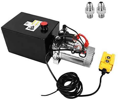 Dawot 8 Quart Hydraulic Pump 12V DC Double Acting Hydraulic Power Unit w/Metal Reservoir Hydraulic Power Pump for Dump Trailer Car Lifting Forklifts Lifting Platforms