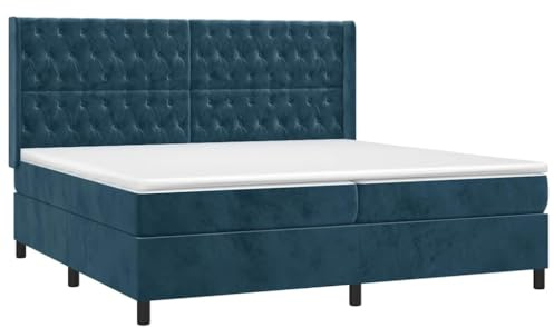 vidaXL Letto a Molle con Materasso e LED Blu Scuro 200x200 cm, letto, rete letto, letto matrimoniale, giroletto, base letto, letto in velluto