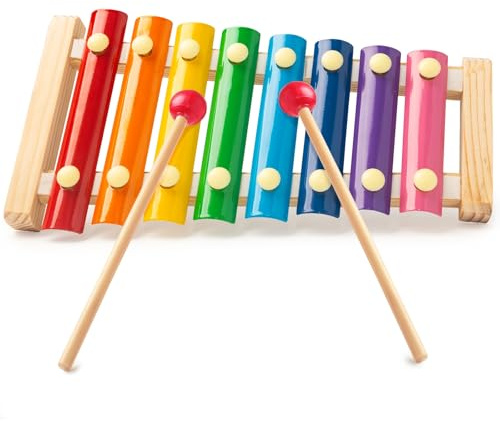MCPINKY Xylophone for Kids with 2 Mallets, Wooden, Rainbow