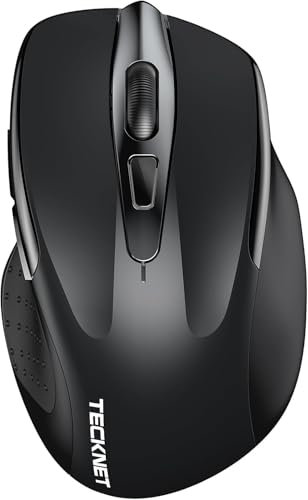 TECKNET Bluetooth Maus, Wiederaufladbare Kabellose Bluetooth Maus (DREI Modi: BT 5.0/3.0 + 2,4 G), 4800 DPI, Ergonomische leise kabellose Maus für Laptops, Mac OS, Android, Windows, Schwarz