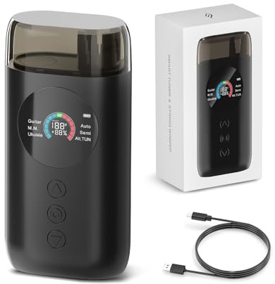 Enya Smart Automatic - Sintonizador de guitarra ST1 con pantalla LCD a todo color, metrónomo y manivela de cuerda, para guitarras eléctricas, guitarras acústicas, ukelele, banjo, mandolina, negro