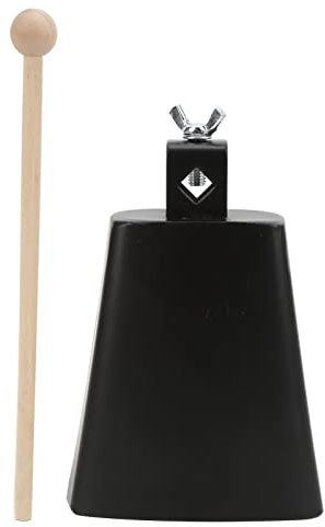 HUAOSN Kuhglocke Aus Metall mitTrommelstock Aus Ahorn, Kuhglocken Schlaginstrument, Große Kuhglocken Geräuschmacher, Handschlaginstrument mitStock für Schlagzeug Set(5 Zoll)