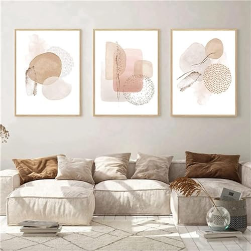 Set de 3 pósteres Bohemio, Set de pósteres Estéticos, Imágenes de Plantas Modernas, Arte Abstracto, Cuadros Boho, Decoración de Pared Boho, Sin Marco (Póster-02, 30x40cm*3Pcs)
