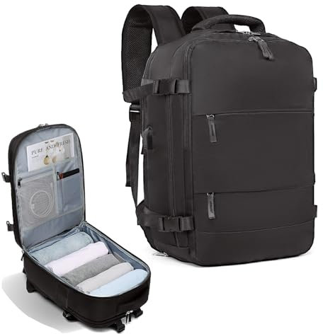 TANTOMI Handgepäck Rucksack, Rucksack Handgepäck Flugzeug 43x30x20, Reiserucksack Handgepäck Flugzeug Businese Cabin Bag Laptoptasche Mehrtaschiges Design Passend mit Schuhfach