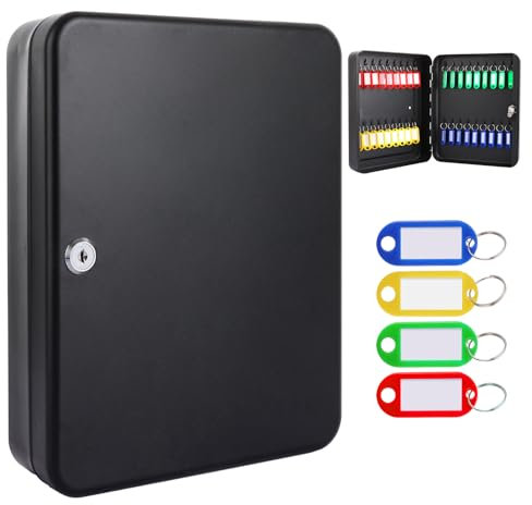 LOPYXBR Key Safe Cabinet 36 Key Cabinet Combination Lock, Keys Boxes Wall Mounted Large with Code,Black Lockable Keys Cabinets Wall Mounted, Key's Storage Organizer for Property Office Garage