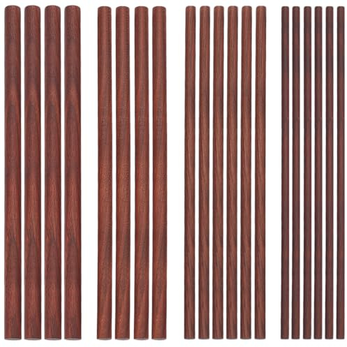 OLYCRFAT 20 Stück 4 Größen Walnuss Dübelstangen 25cm Lang Dübelstangen Holzstäbe 6/8/10/12mm Durchmesser Unvollendete Runde Stäbe Holzschnitzblöcke Für Baumodelle Makramee Heimwerkerarbeiten