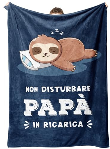 Niyewsor Regalo per Papà Coperta, Regalo Papa Compleanno, Festa del Papà, Natale Regali per Papa, Bradipo Coperta Flanella 150 x 200cm