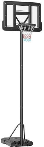 SPORTNOW Canasta de Baloncesto de Exterior 2 en 1 con Altura Ajustable 230-305 cm Aro de Baloncesto para Piscina con Soporte Canasta de Baloncesto con Ruedas Base Rellenable Negro
