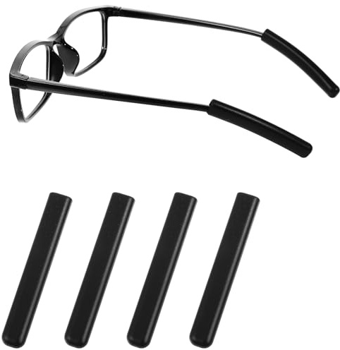 Lnngub 2 Pairs Silicone Eye Glasses Ear Grippers,Eyeglass Ear Cushions Silicone Eyeglass Arm Cushions Anti Slip Glasses Grips for Behind The Ears for Men,Women(Black)