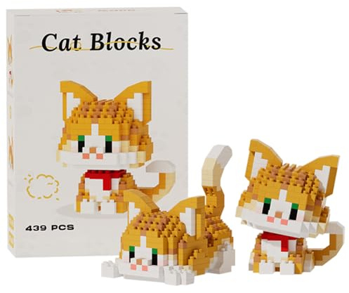 SKIPTHYBER Katze Bauklötze Cartoon Mini Bauklötze DIY Blöcke 3D Bauspielzeug Cat Kreativität Spielzeug Bausteine für Eltern-Kind Interaktives Spielzeug Lernspielzeug Geschenk Für Kinder Erwachsene