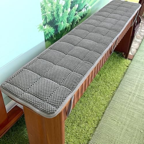 YHXAIQ Coussin Banc Antidérapant en Velours Côtelé avec Lacets - Rembourrage Épais pour Jardin, Cuisine, Restaurant et Maison, Confort Durable Intérieur/Extérieur(Gray,35 x 120cm)