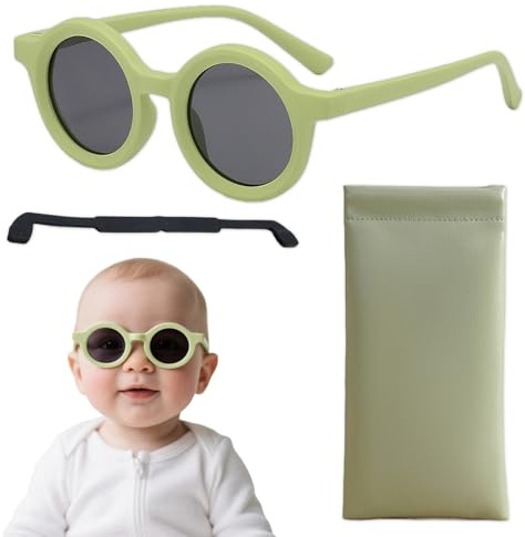 EULAPGOE Lunettes de Soleil polarisées bébé 6-12 Mois Flexibles réglables – Protection UV400 – Cadre Silicone Souple – Mixte garçon Fille – idéales Plage, Promenade, Voyage