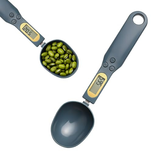 VOSSOT Löffelwaage Digital Präzise Messung Löffelwaage Multifunktional Digitaler Measuring Spoon Grün Messbar 500 g/0,1 g mit LED-Anzeige Digitaler Messlöffel Gibt 7 Maßeinheiten Messlöffel Digital