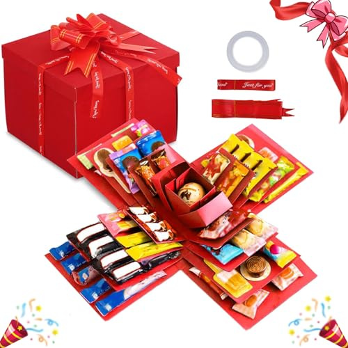 scatola regalo 5 strati cioccolato,scatola regalo esplosiva natalizia,Scatola Sorpresa Grande Che Si Apre, Anniversario di Matrimonio Fai da Te, Scatola a Sorpresa Fai da Te per Foto-C