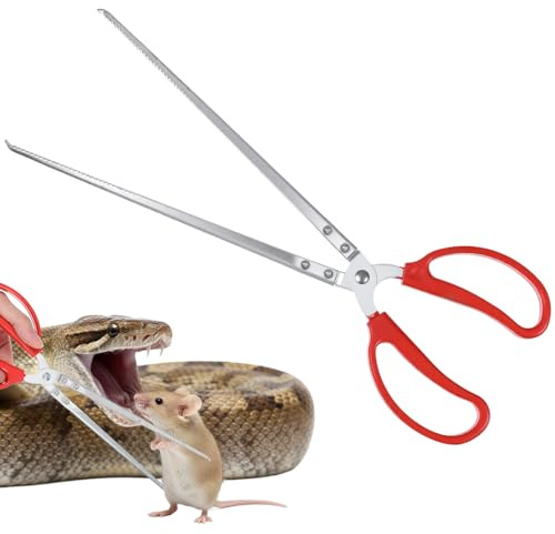 Sorcristy Snake Feeding Tongs Extra Long 14,57 Inch Snake Reptile Lizard Stainless Steel Large Tweezers Heavy Duty Straight Mouth for Ball Python Fish Aquariums Reptiles