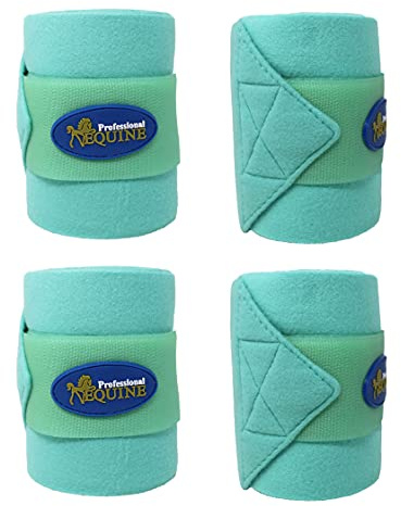 CHALLENGER Horse Tack Grooming Leg Set of 4 Fleece Polo Wrap Teal 95R21