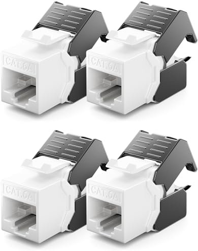 deleyCON 4x CAT6a Keystone Jack Modulo RJ45 - Presa RJ45 a Plastica LSA Assemblaggio a Scatto Cavo Grezzo CAT 500Mhz 10GBit/s