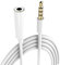 CABLEPELADO Cable alargador Jack 3.5 mm con microfono 4 Pines | Alargador Auriculares 3.5mm | Macho a Hembra | Compatible con Compatible con PS5 / PS4, Cascos, Altavoz, PC, Móvil | Blanco | 3 Metros