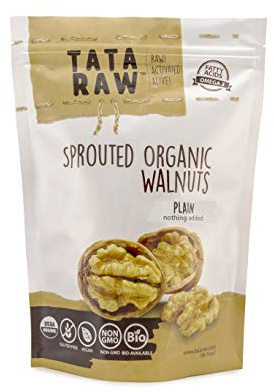 TATA RAW - Sprouted Organic Walnuts - PLAIN. Nothing added -1 lb. Soaked & Air dried SUPER QUALITY. Raw. Alive. Activated. Fresh