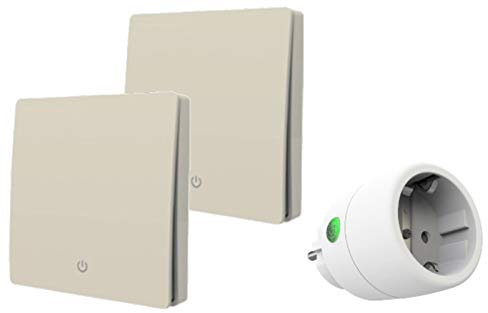 edi-tronic Kinetic System Funk Wandschalter 2X Schalter 1 Fach + 1x Empfänger Steckdose