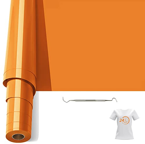 Bocguy Orange Värmeöverföringsvinylrulle (HTV), 30.5cm x 6m Heat Transfer Vinyl Rolls Med Plotter Tool, HTV Iron On Vinyl för Ansökan Med Cricut & Silhouette Cameo, Strykjärn, T-shirts (Orange Gul)