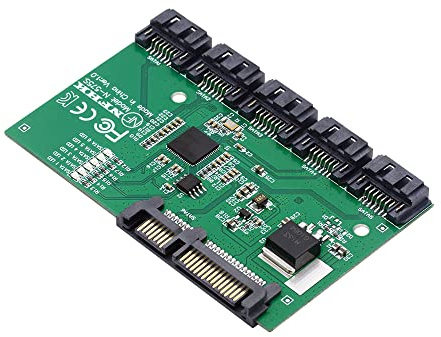 NFHK SATA 3.0 6Gbps 1 bis 5 Splitter Ports HUB Adapter Konverter PM Multiplier Port Selector JMB575