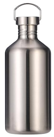 Stainless Steel Water Bottle Single Wall Metal Bottle Large Camping Water Cup with Handle Wide Mouth Leak Proof Lightweight Sports Kettle Cup (68 oz)