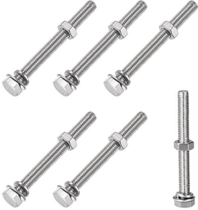 METALLIXITY Sechskant Kopf Schrauben Bolzen Muttern Flach und Schloss Unterlegscheiben Kit (M8x70mm) 6Set 304 Edelstahl Sortiment Kit - für Hausgerät