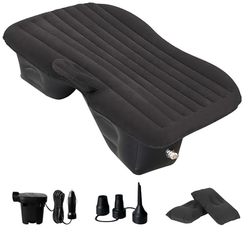 HNXKB SUV Air Mattress Camping Bed - Car Air Mattress Back Seat Portable Foldable Car Air Bed SUV Sleeping Pad Car Bed Mattress for Sedan SUV Truck, Full(Black)