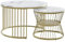 BTM Coffee Tables, Round Coffee Table, Removable Set of 2 End Table Nest of Tables, Nesting Tables with Gold Metal Frame Legs and Marble Pattern Top for Living Room, Bedroom, Office, Balcony