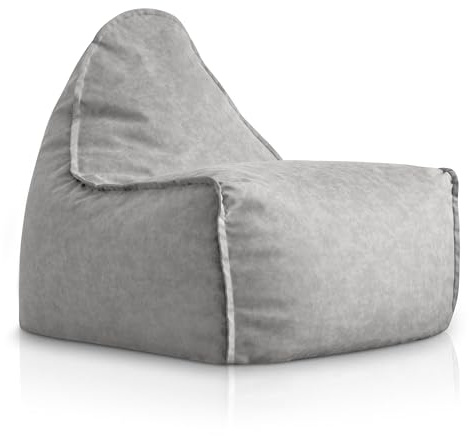 Aiire Pouf Poltrona Sacco Design - Puffo per Sedersi di Lusso in Ecopelle, Puff Sacco Camera da Letto per Bambini o Gamer - Bean Bag XXL per lettura o Cuscini da Pavimento Grigio