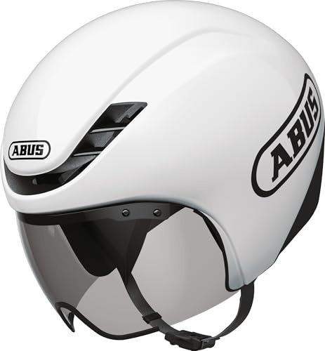 ABUS Zeitfahrhelm Gamechanger TT 1.1 - aerodynamischer Fahrradhelm für sportliches Fahren - Triathlon, Zeitfahren und Bahnradfahren - für Damen und Herren - Größe L, Weiß
