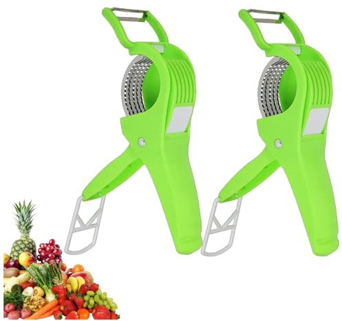 YUBDBFKAI Coupe-Fruits,Trancheuse À Banane,Coupe-Salade De Fruits Multifonctionnel,Éplucheur De Salade De Fruits Et Légumes - Outils De Cuisine pour Banane, Saucisse,Fraise,Raisin,Vert,2 pièces