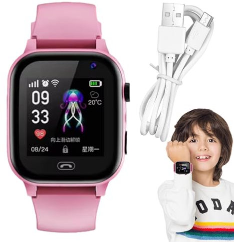 Kinder-Handyuhr, Kinder-Smartwatch mit GPS, 4G, Kamera, Taschenlampe, wiederaufladbare Telefonuhr für Kinder mit Recorder, sicheres und lustiges Kommunikationsgerät für Kinder