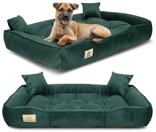 KING DOG Letto per Cani Molto Grande Taglia XXL 130x105 cm Letto per animali domestici Morbido e accogliente Divano per Adatto al Lavaggio Cuccia Interno Brandina per Verde