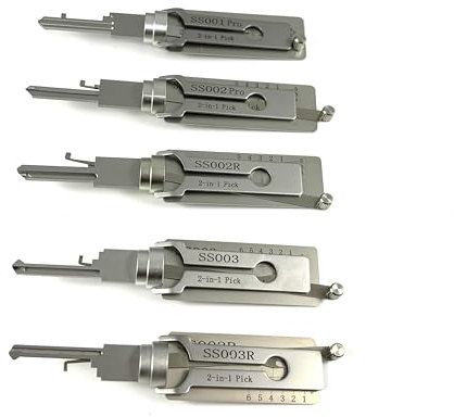 QiDAi Juego de ganzúas de cerradura profesional 2 en 1, SS001 SS002 SS002R SS003 SS003R Herramientas de cerrajería para cerradura de puerta, kit de ganzúas