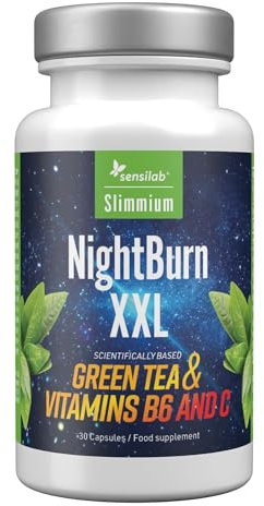 Nightburn Capsule, estratto di tè verde decaffeinato di qualità superiore, con aggiunta di vitamine B6 e C - Fornitura per 30 giorni - Slimmium Sensilab