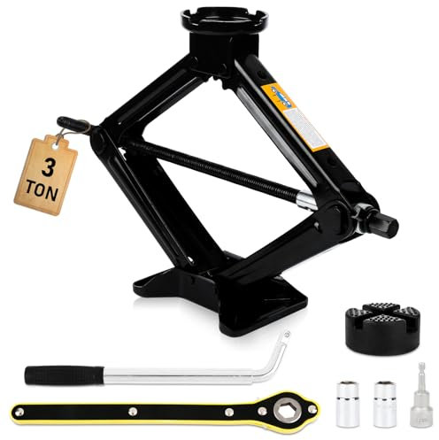 TEOV Car Jack Kit 3 Ton (6614 lbs), Universal Scissor Jack, Maximum Height Up to 45cm, Portable Jack Set for Car, SUV, MPV and Other Vehicles